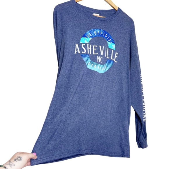 Delta Pro Weight Asheville North Carolina Graphic Long Sleeve Crewneck T-Shirt - Picture 3 of 15